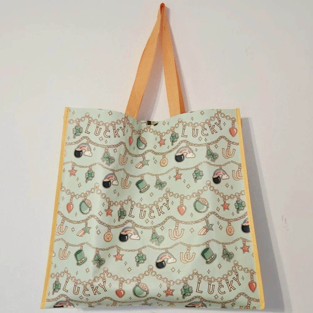 Lucky Charm St. Patricks Patty's Clovers Reusable Gift Shopping Bag HomeGoods